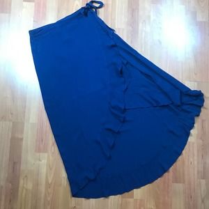 NWT Navy Blue Wrap Maxi Skirt Size Medium